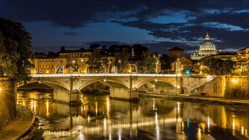 arch bridge, built structure, transportation, 1080P, nature, bridge, connection, river, bridge - man made structure, arch, cloud - sky, city, water, italy