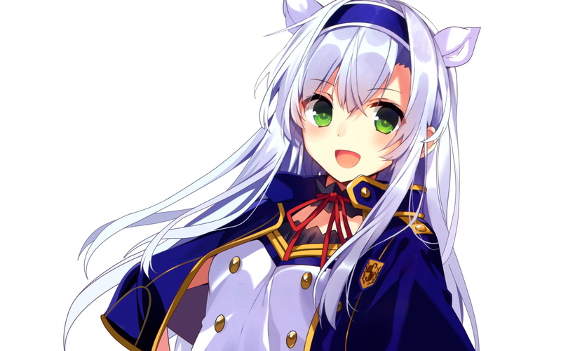 Sistine Fibel, 1080P, Rokudenashi Majutsu Koushi to Akashic Records, White Hair, Smile, Girl, Green Eyes, Anime, Long Hair