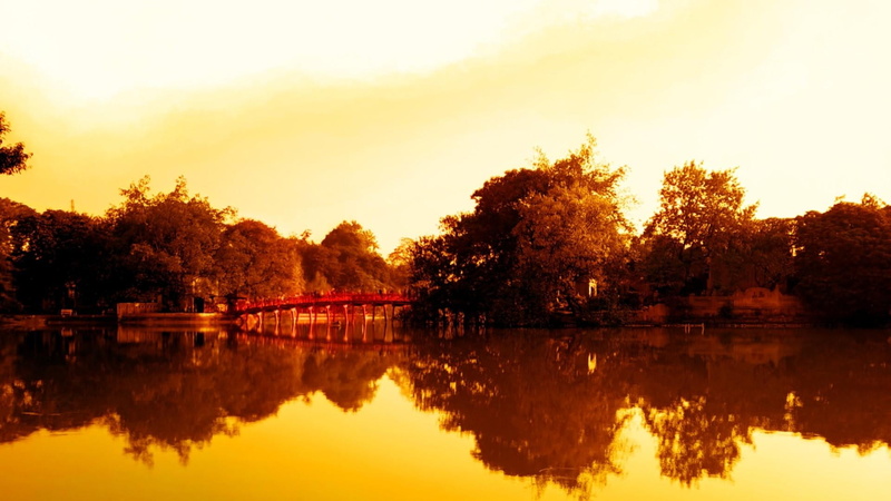 idyllic, 1080P, outdoors, vietnam, sky, tranquil scene, beauty in nature, sunset, plant, tree, no people, hanoi, lake, growth, nature, reflection, hoguom