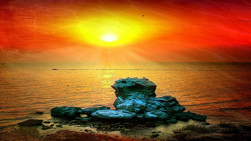 amazing, 3d and abstract, 1080P, rock, warm, cool, lovely, sunset, beauty, brightness