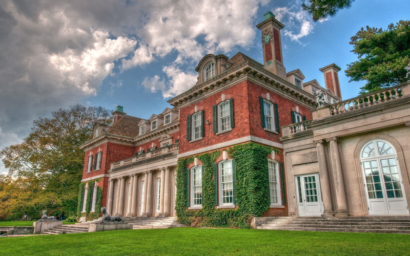 mansion, beautiful, green, tree, stairs, colors, house, houses, grass, 2K, trees, architecture