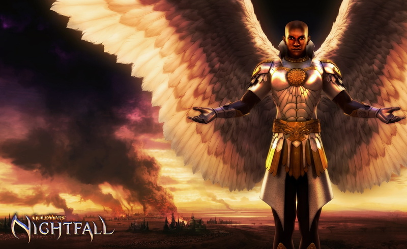 limb, young adult, front view, men, human arm, guild, illuminated, full length, sky, Games, nightfall, standing, outdoors, guild wars nightfall, young men