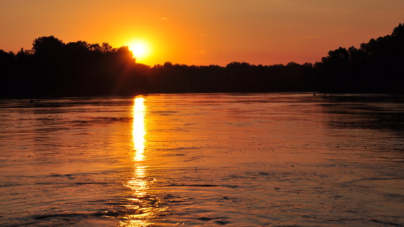 4K, nightfall, tranquility, tranquil scene, nature, sun, landscape, tree, sunset, reflection, no people, scenics - nature, water, sea, sky, mood, river