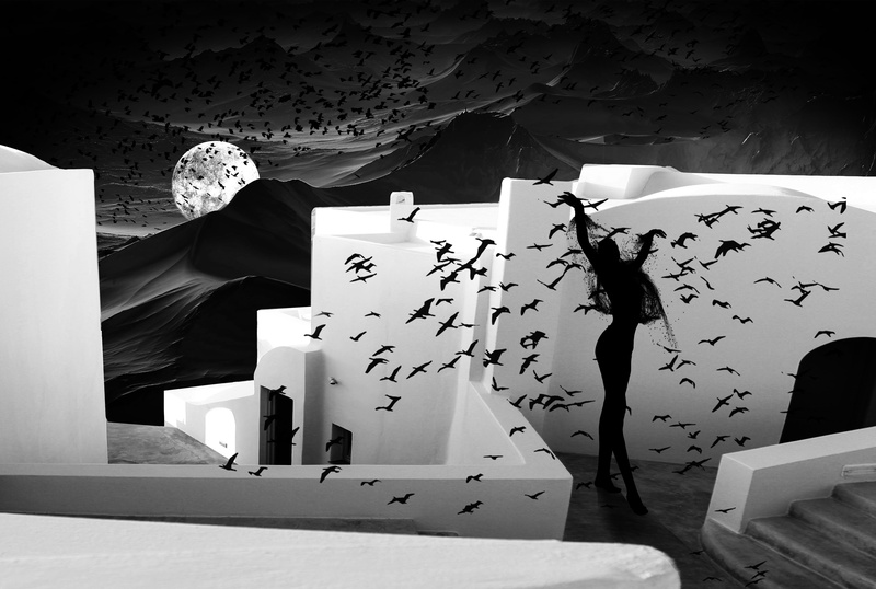 black white, day, mood, art and craft, table, real people, building, architecture, night lights, mystic, house, 5K, in the evening, planet, adult, representation
