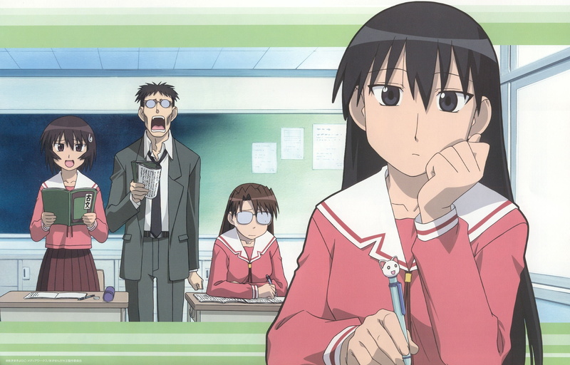 kagura, hd, anime, glasses, daioh, 1080P, azumanga daioh, azumanga, seifuku, brunettes, koyomi, meganekko, eyes, sakak, mizuhara, hair, long, brown, art