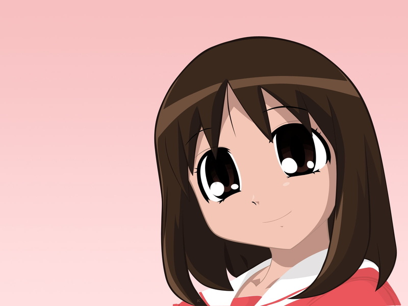 brown, smile, brunette, lifestyles, girl, shape, 720P, nature, female, indoors, character, pink color, headshot, circle, human representation, kasuga ayumu