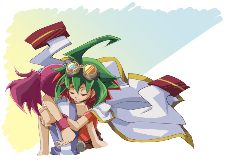 indoors, yu-gi-oh arc-v, no people, nature, Anime, 1080P, green color, hiiragi yuzu, couple, white background, standing, multi colored, cape, still life
