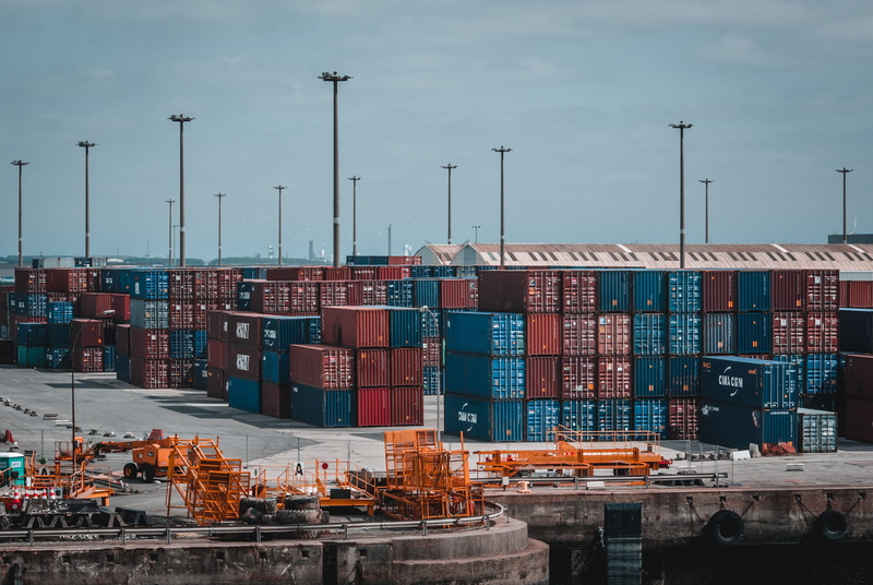 commerce, harbor, container, business, stack, outdoors, sky, built structure, architecture, shipment, machinery, intermodal, no people, stacked, cargo container