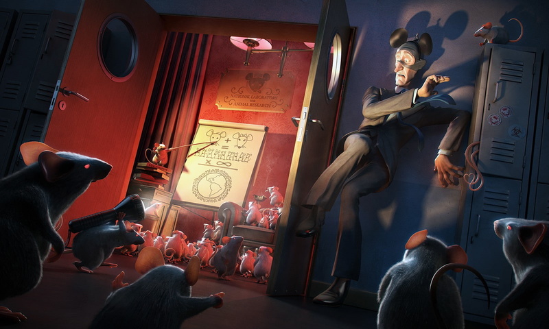3D, 720P, cartoon, mice, lockers, men