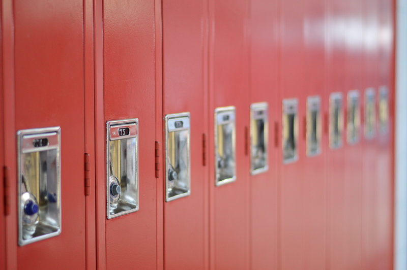 lock, 5K, high school, indoors, close-up, red, side by side, security, school, red lockers, education, entrance, closed, door, full frame, locker, protection
