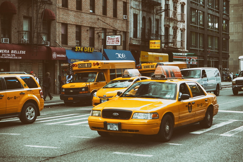 avenue, taxis, rush Hour, manhattan - New York City, color Image, land vehicle, taxi, urban, midtown Manhattan, new York State, architecture, car, road