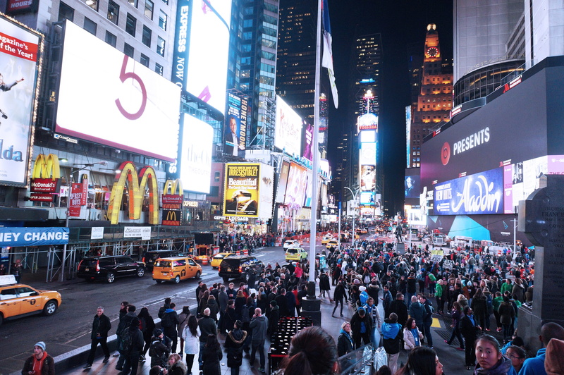 road, city life, skyscraper, sign, travel destinations, people, outdoors, 4K, city, transportation, group of people, city street, crowd, lights, nyc, office building exterior