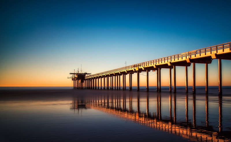 bridge, built structure, pacificocean, architectural column, no people, Ocean, Pacific, Nature, water, blue, Beach, scenics - nature, Winter, scrippspier