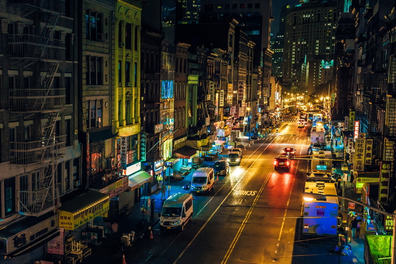 street, car, city street, traffic, incidental people, outdoors, New York City, Manhattan, city, cityscape, night, 1080P, black, building, buildings, building exterior