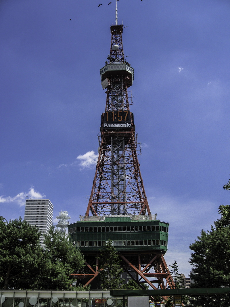 steel, plant, city, famous Place, tower, blue, tall - high, tv tower, Sapporo TV Tower, communications Tower, cloud - sky, building exterior, sky, tree