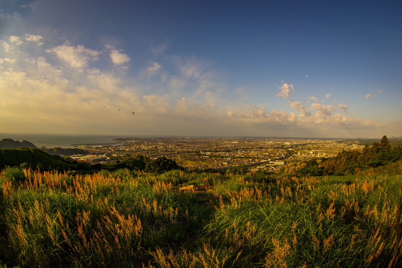 sea, asahi, nature, horizon over water, scenics - nature, cloud - sky, susukino, beauty in nature, timothy grass, town, water, grass, field, idyllic, land