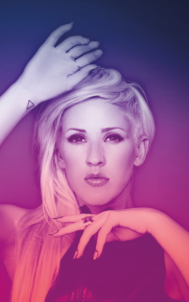 women, portrait display, gradient, singer, blonde, looking at viewer, Ellie Goulding, celebrity, 2K