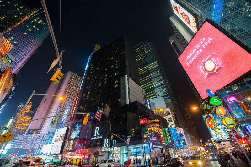 united states, building, nightlife, skyscraper, metropolitan, buildings, new york city, city, illuminated, timesquare, city life, street, neon, urban, america