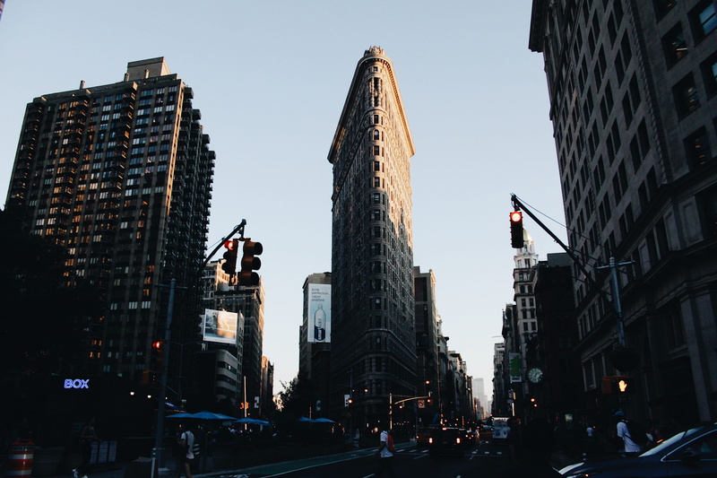 street, incidental people, low angle view, car, nature, #newyork, clear sky, united states, timesquare, building exterior, flatiron district, skyscraper