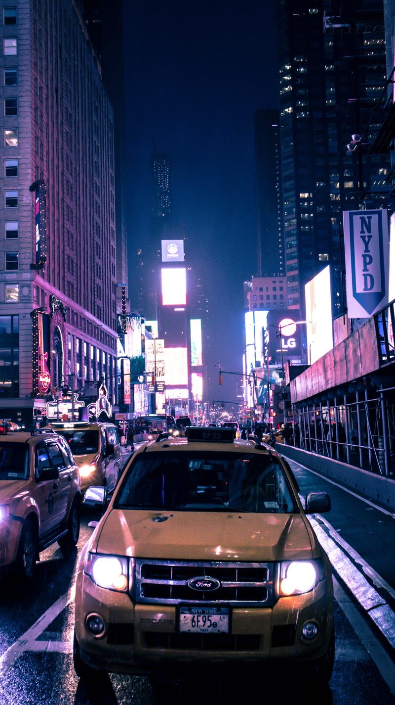 asphalt, street, machine, 5K, city street, taxi, timesquare, office building exterior, wheel, automobile, usa, downtown, building, transportation, architecture