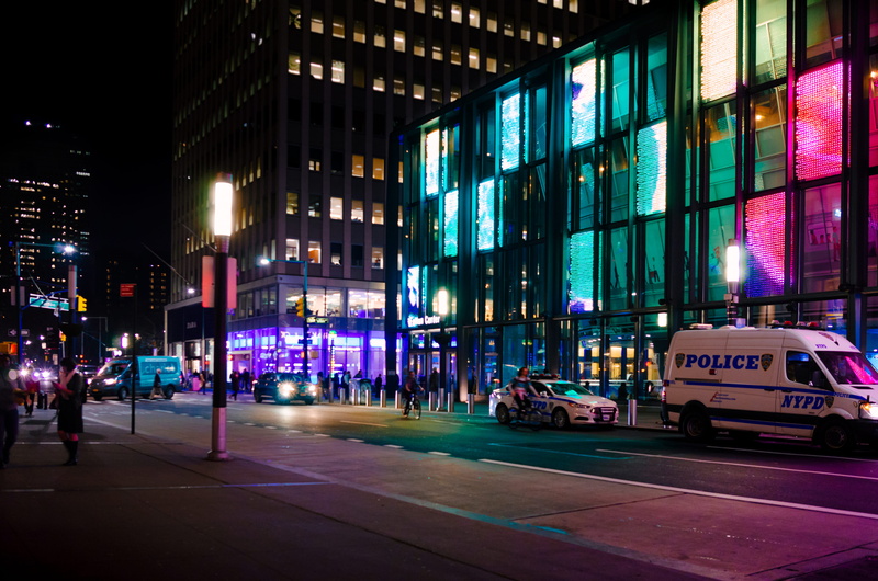 transportation, skyscraper, city life, modern, land vehicle, 4K, cityscape, lights, outdoors, new york, night, architecture, car, mode of transportation