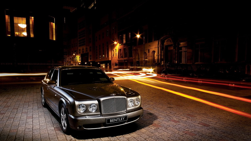 Bentley, 1080P, night, city, pavements, long exposure, light trails, car