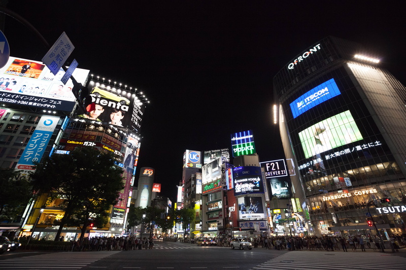 skyscraper, nightlife, modern, city street, street, city life, shibuya-ku, neon, transportation, travel destinations, architecture, advertisement, no people
