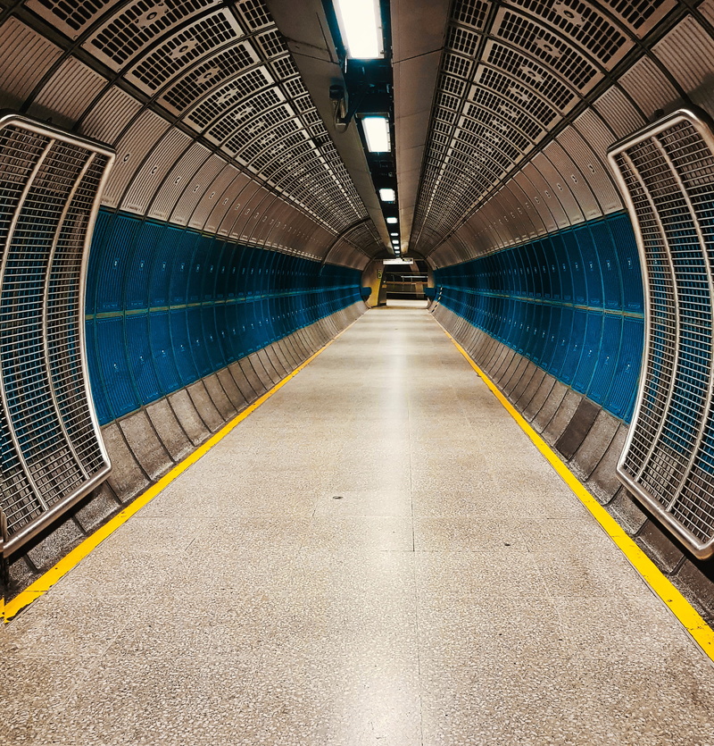 public transportation, wall - building feature, Tube, built structure, tile, concrete, flooring, Architecture, no people, indoors, London, lighting equipment