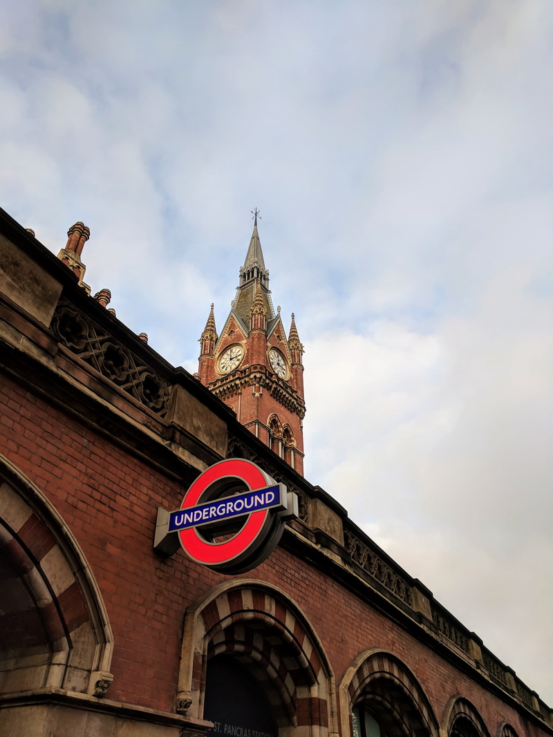 underground, outdoors, tower, low angle view, nature, sign, clock tower, clock, kings cross, cc0, brick, history, flag, cloud - sky, built structure, public-domain