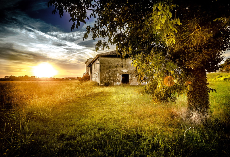 tranquility, shack, sky, beauty in nature, outdoors, housing, concrete, tranquil scene, building exterior, bunker, cloud - sky, blue sky, cottage, shelter