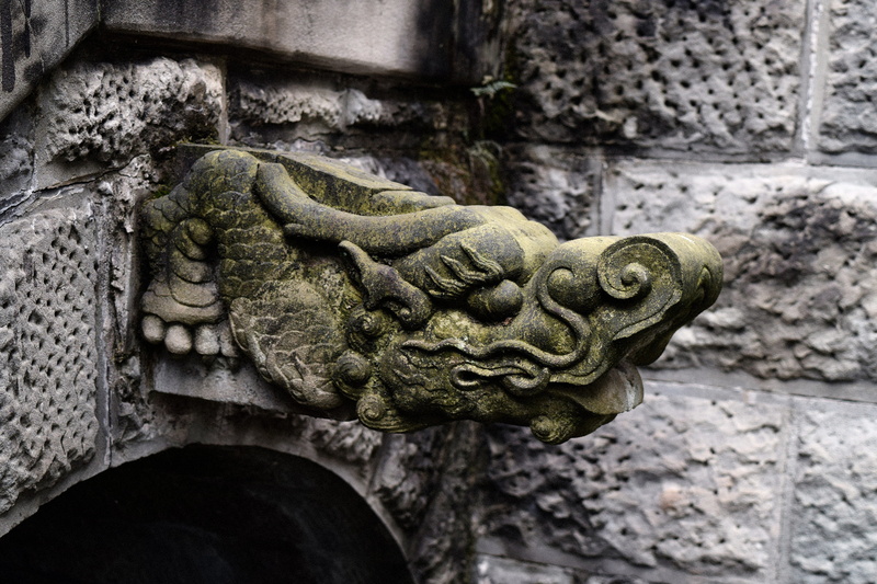 day, built structure, monster - fictional character, ornate, stone work, animal representation, history, reptile, creativity, close-up, carving - craft product