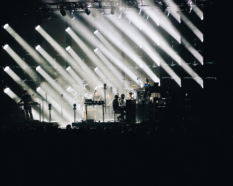 band, people, stage, concert, night, light - natural phenomenon, arts culture and entertainment, acoustic, Bon Iver, nightlife, indie, architecture, black Color