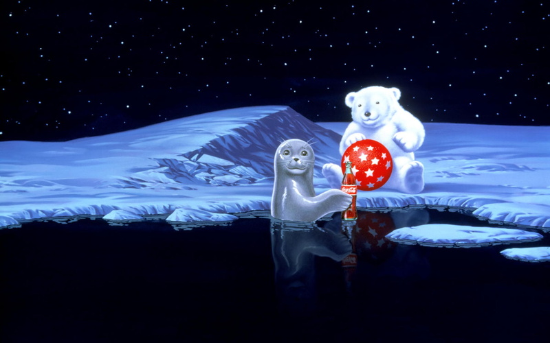 polar, cocacola, snow, 2K, friends, seal, animals, arctic, bear