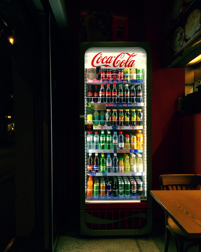 coke, night, order, illuminated, vending machine, switzerland, food, retail, snack, store, zürich, container, in a row, publication, shelf, choice, book