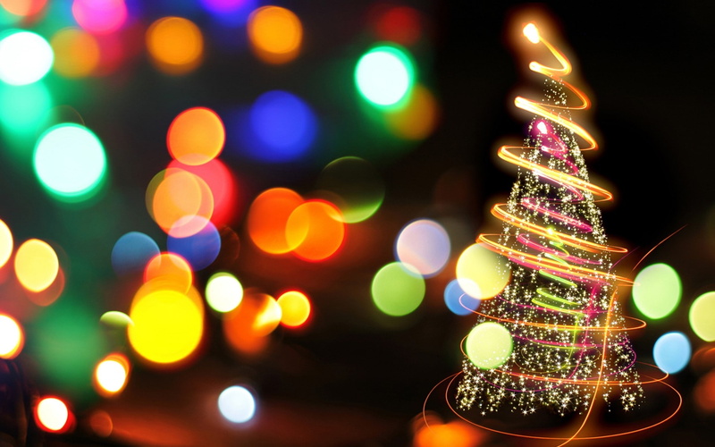 New, Colorful, Tree, Beautiful, Fire, Christmas, Year, Lights, 1080P