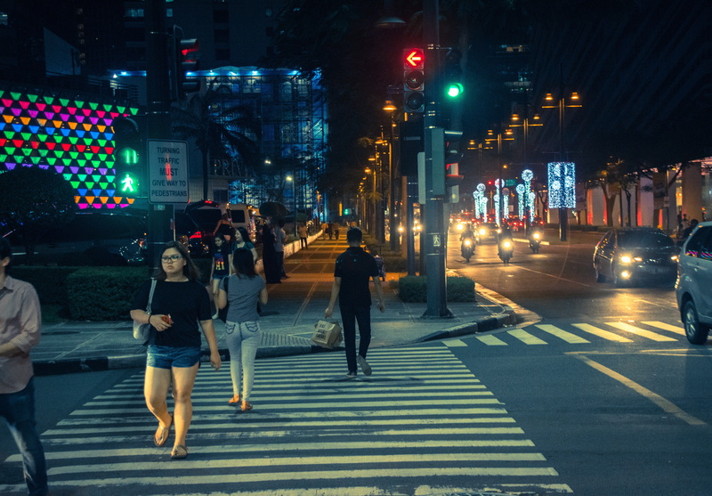 real people, bonifacio global city, illuminated, sign, road, taguig, light, street, city street, building exterior, transportation, outdoors, built structure
