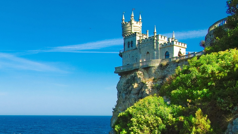 sea, sky, crimean peninsula, sun, europe, crimea, 4K, castle, swallows nest castle
