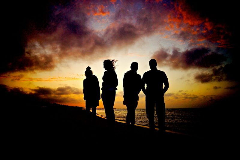 silhouette, scenics - nature, gathering, near, standing, journey, trip, tranquil, orange color, togetherness, happy, relax, relaxation, people, towards