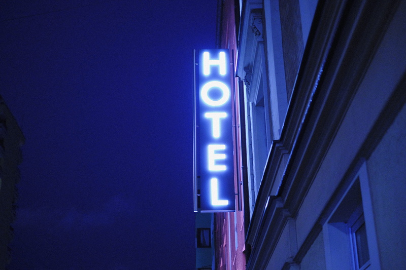future, transportation, 4K, night, clear sky, signage, travel, turned, led, neon light, sign, built structure, hotel, architecture, building, city, blue