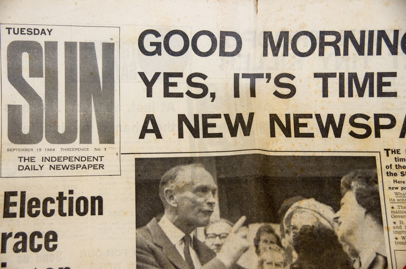 message, print, number, advertisement, the sun, british, male likeness, finance, capital letter, newspaper, 1964, headline, page, history, human representation