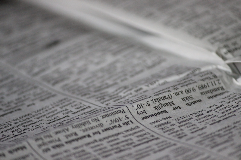 the media, close-up, groom, 5K, extreme close-up, no people, Matrimonial, selective focus, finance, economy, news, communication, text, page, job, newspaper