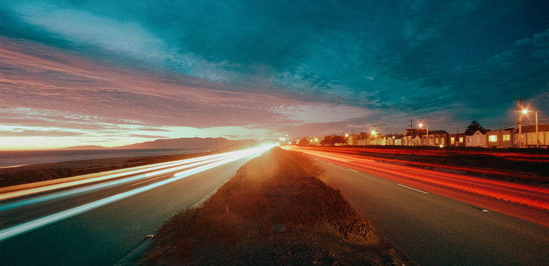 cars, landscape, san francisco, 1080P, long exposure, olympus, outdoors, great highway, cloud - sky, beach, highway, motion, road, symbol, no people, city