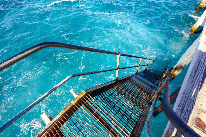 turqoise, day, staircase, nautical vessel, water, sea, nature, swimming pool, mode of transportation, turquoise colored, outdoors, high angle view, metal