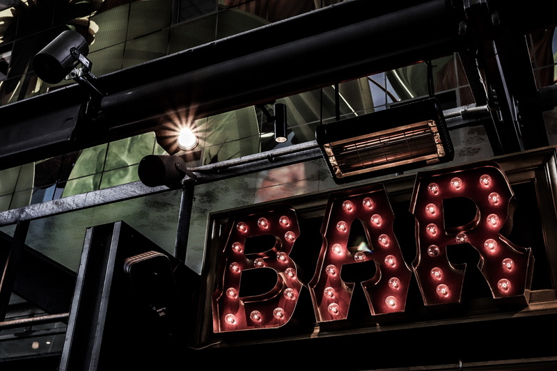 lightbulb, bar, glowing, rotterdam, text, food and drink, sweet food, lighting equipment, metal, heat - temperature, signage, no people, 2K, communication