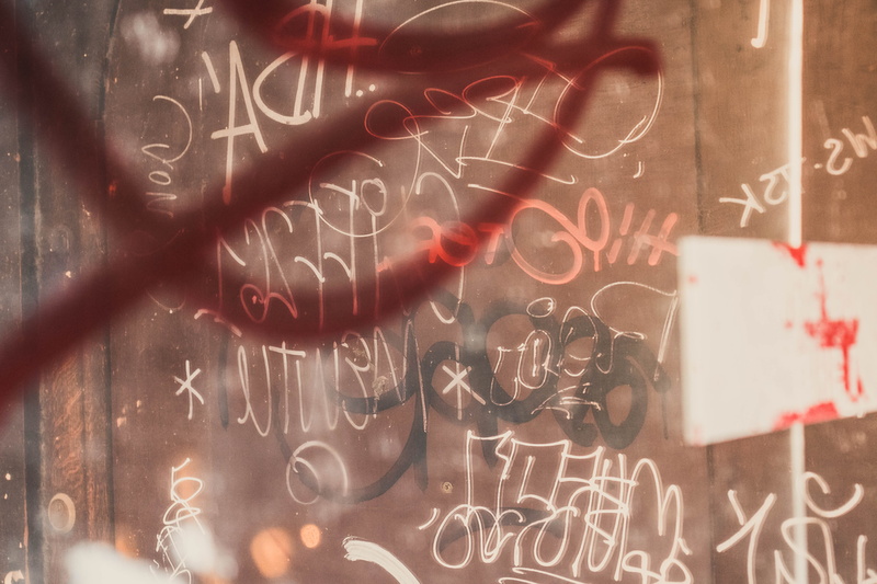 mirror, bokeh, abandoned, multicolored, paper, art and craft, heart shape, wall - building feature, day, wall, communication, old, graffiti, word, markings