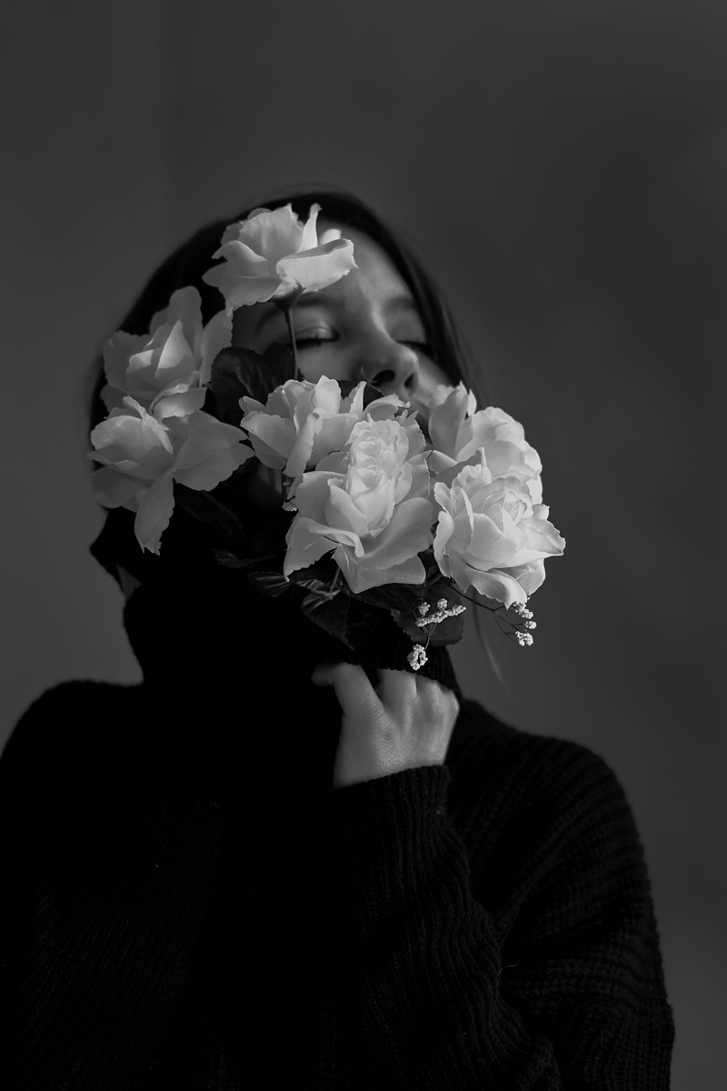 flowering plant, woman, petal, hairstyle, finger, flowers, holding, nature, peony, obscured face, flower, baby, human, vulnerability, one person, person