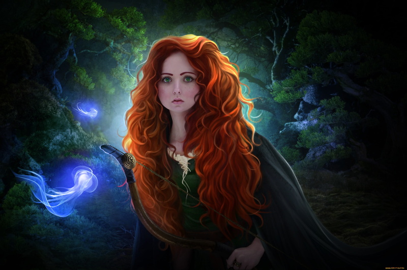 Disney, redhead, Princess Merida, long hair, fantasy art, fantasy girl, Brave, 2K