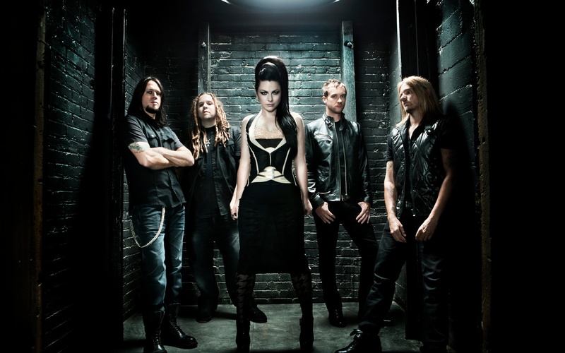 leisure activity, american, clothing, young women, evanescence, s, front view, standing, young men, full length, men, women, group of people, dress, black