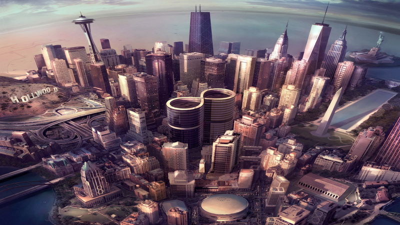 built structure, aerial view, large group of objects, day, urban skyline, high angle view, office, alloy, building, cityscape, architecture, financial district