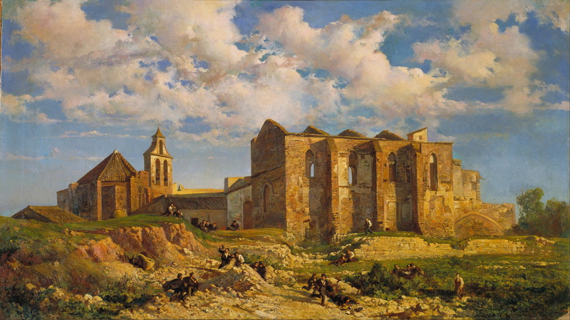people, 2K, the sky, Ramon Marti-and-Alsina, picture, clouds, The ruins of the Church of Sant Sepulcre, landscape